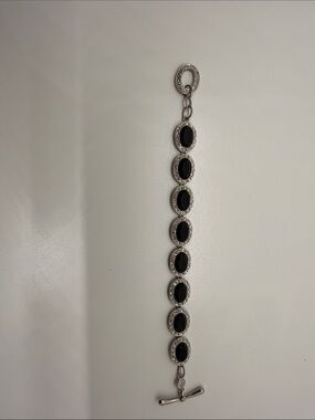 Black Oval Crystal Station Bracelet